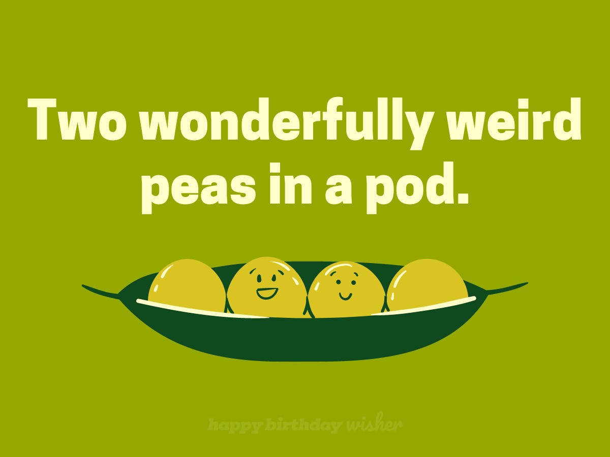 Two wonderfully weird peas in a pod.